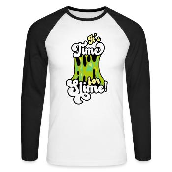 Mucus Puddle Cool Mignon Adorable pour Slime Maker - T-shirt baseball manches longues Homme - blanc/noir - Devant - Nik (191cm)