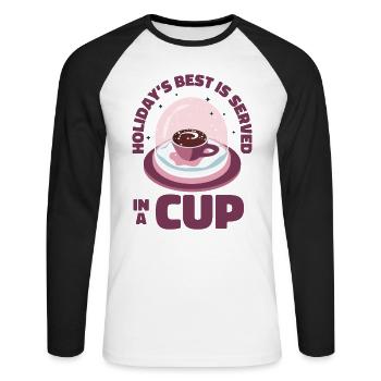 Weihnachten Schneekugel Kaffee Koffein Liebhaber - Unisex Baseballshirt langarm - Weiß/Schwarz - Vorne - Nik (191cm)