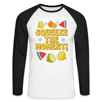 Vacances de Noël fruitées Saison hivernale saine - T-shirt baseball manches longues Homme - blanc/noir - Devant - Nik (191cm)