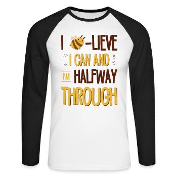 Test Day Bee Testing Shirts for Test Takers Bee - Unisex Long Sleeve Baseball T-Shirt - white/black - Front - Nik (191cm)
