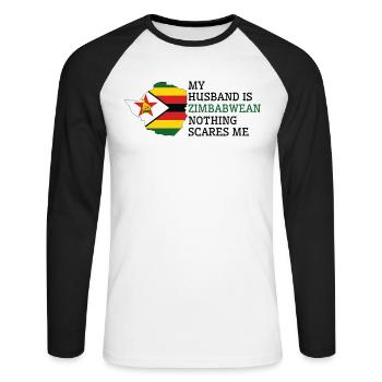 Rien ne me fait peur Zimbabwe Mari Zimbabwe - T-shirt baseball manches longues Homme - blanc/noir - Devant - Nik (191cm)