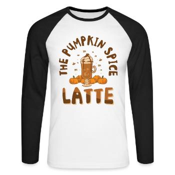 Pumpkin Spice Latte Halloween Coffee Lover Tarot - Unisex Long Sleeve Baseball T-Shirt - white/black - Front - Nik (191cm)