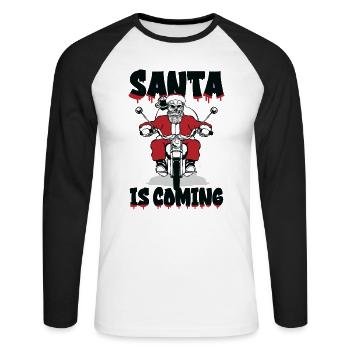 Scary Santa Weihnachten Urlaub Halloween - Unisex Baseballshirt langarm - Weiß/Schwarz - Vorne - Nik (191cm)