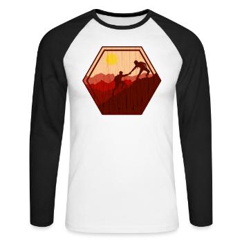 Hiking Mountain Peak Scenery Beautiful View - Unisex Long Sleeve Baseball T-Shirt - white/black - Front - Nik (191cm)