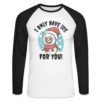Halloween Scary Christmas Horror Fan Scary Snowman - Unisex Long Sleeve Baseball T-Shirt - white/black - Front - Nik (191cm)