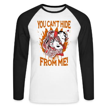 Girl Warp Horror Two Face Creepy Art Ästhetik - Unisex Baseballshirt langarm - Weiß/Schwarz - Vorne - Nik (191cm)