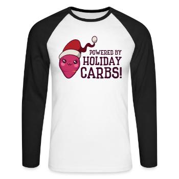 Christmas Vegetable Santa Claus Holiday Potato - Unisex Long Sleeve Baseball T-Shirt - white/black - Front - Nik (191cm)
