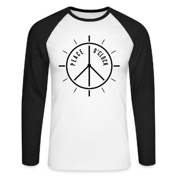 Frieden Liebhaber Uhr Frieden Zeit Optimistisch - Unisex Baseballshirt langarm - Weiß/Schwarz - Vorne - Nik (191cm)