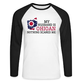 Nichts macht mir Angst Ohioan Husband Ohio - Unisex Baseballshirt langarm - Weiß/Schwarz - Vorne - Nik (191cm)