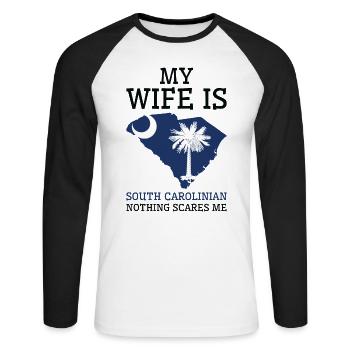Rien ne me fait peur femme de Caroline du Sud - T-shirt baseball manches longues Homme - blanc/noir - Devant - Nik (191cm)
