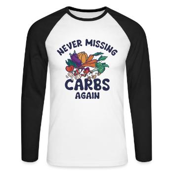 Ketogene Lebensmittel Gewichtsverlust Gesunder - Unisex Baseballshirt langarm - Weiß/Schwarz - Vorne - Nik (191cm)