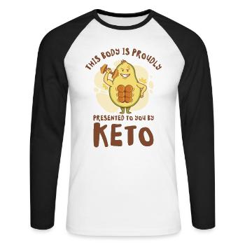 Keto Diet Workout Nutritionniste Avocat - T-shirt baseball manches longues Homme - blanc/noir - Devant - Nik (191cm)