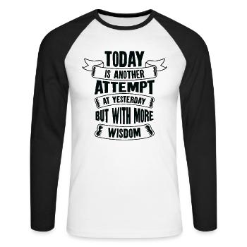 Connaissance motivatrice de la sagesse motivationnelle - T-shirt baseball manches longues Homme - blanc/noir - Devant - Nik (191cm)