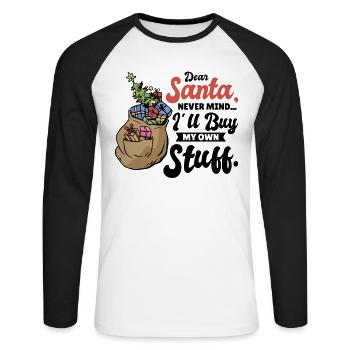 Dear Santa Christmas Holiday Present Celebration - Unisex Long Sleeve Baseball T-Shirt - white/black - Front - Nik (191cm)