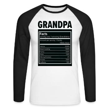 Faits sur les grands-pères les plus étonnants de la fête des grands-parents - T-shirt baseball manches longues Homme - blanc/noir - Devant - Nik (191cm)