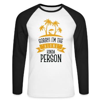 Single Relationship Island Alone Solo Single Quotes - T-shirt baseball manches longues Homme - blanc/noir - Devant - Nik (191cm)