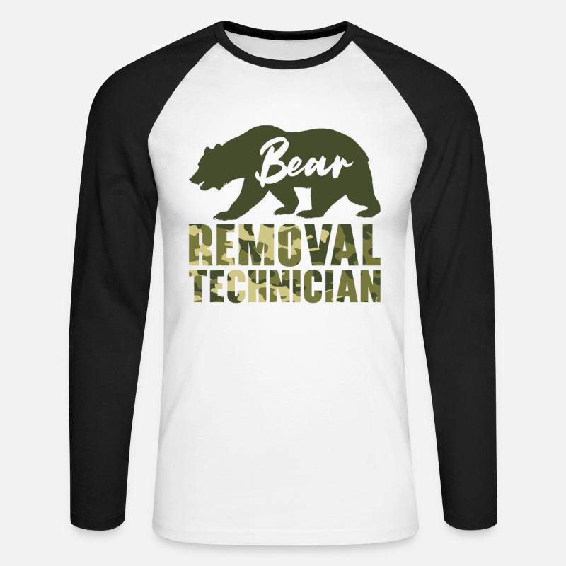Bärenbeseitigung Techniker Bärenjagd Wildtierjagd - Unisex Baseballshirt langarm - Weiß/Schwarz
