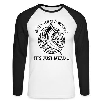 Honigwein Lustiger Met Hausbrauer Viking - Unisex Baseballshirt langarm - Weiß/Schwarz - Vorne - Nik (191cm)