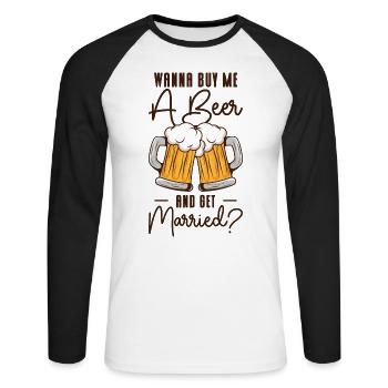 Trinken Bier Liebhaber Paar Beziehung Bier - Unisex Baseballshirt langarm - Weiß/Schwarz - Vorne - Nik (191cm)
