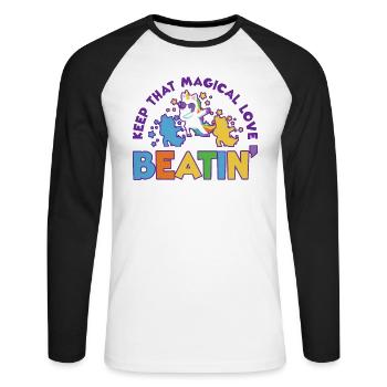 Rainbow Animal Singing Playing Unicorn Lover - Unisex Long Sleeve Baseball T-Shirt - white/black - Front - Nik (191cm)