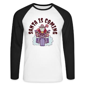 Scary Santa Weihnachten Urlaub Halloween - Unisex Baseballshirt langarm - Weiß/Schwarz - Vorne - Nik (191cm)