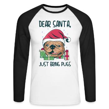 Chère Fête du Père Noël Carlin de Noël - T-shirt baseball manches longues Homme - blanc/noir - Devant - Nik (191cm)