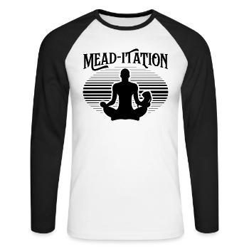 Honey Wine Mead Home Brewer Yoga Méditation - T-shirt baseball manches longues Homme - blanc/noir - Devant - Nik (191cm)