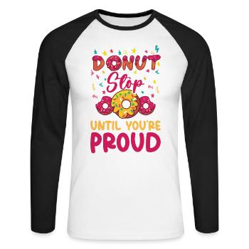 Journée Test Donuts Tester les enseignants Donut Lovers - T-shirt baseball manches longues Homme - blanc/noir - Devant - Nik (191cm)