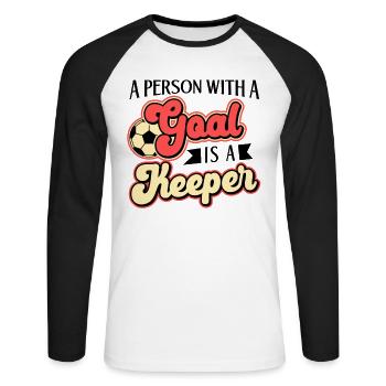 Football Life Goal Keeper Player Sports - Unisex Long Sleeve Baseball T-Shirt - white/black - Front - Nik (191cm)