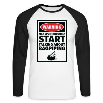 Funny Bagpiper Bagpiping Scotsman Musician - Unisex Long Sleeve Baseball T-Shirt - white/black - Front - Nik (191cm)
