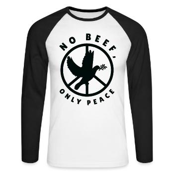 Nature Fan Peace Sign Dove Nature Positivity Bird - Unisex Long Sleeve Baseball T-Shirt - white/black - Front - Nik (191cm)