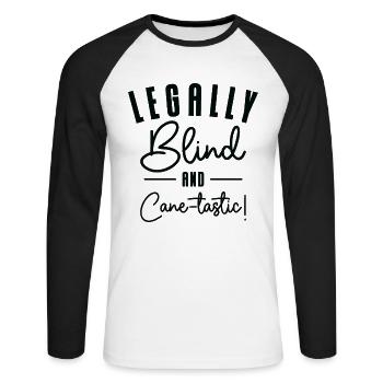 Conscience de la cécité aveugle en braille - T-shirt baseball manches longues Homme - blanc/noir - Devant - Nik (191cm)