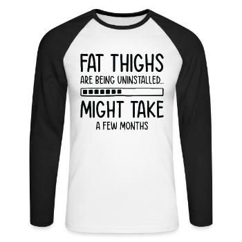 Uninstalling Fat Thighs Fitness Enthusiast - Unisex Long Sleeve Baseball T-Shirt - white/black - Front - Nik (191cm)