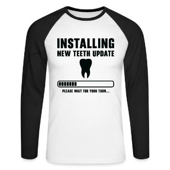 Installing Teeth Dental Work Oral Care Dentist - Unisex Long Sleeve Baseball T-Shirt - white/black - Front - Nik (191cm)