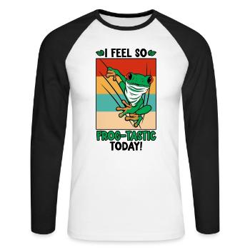 Rotäugiger Laubfrosch Niedliches - Unisex Baseballshirt langarm - Weiß/Schwarz - Vorne - Nik (191cm)