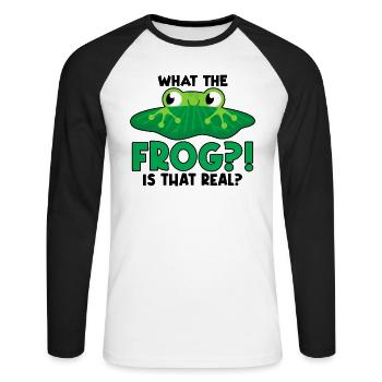 Rotäugiger Laubfrosch Niedliches - Unisex Baseballshirt langarm - Weiß/Schwarz - Vorne - Nik (191cm)