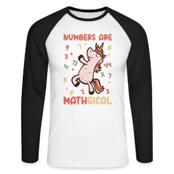 Mathematik Zahlenliebhaber Mathematik Einhorn - Unisex Baseballshirt langarm - Weiß/Schwarz - Vorne - Nik (191cm)