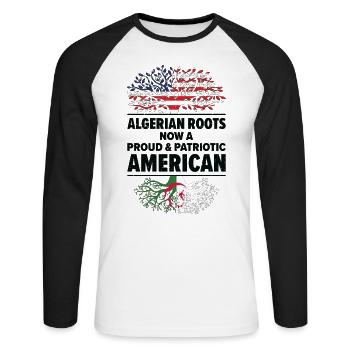 Born Algerian Algeria American USA Citizenship - Unisex Long Sleeve Baseball T-Shirt - white/black - Front - Nik (191cm)
