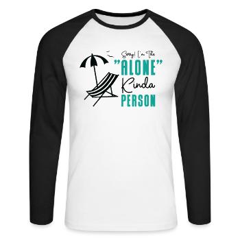 Single Relationship Island Alone Solo Single Quotes - T-shirt baseball manches longues Homme - blanc/noir - Devant - Nik (191cm)