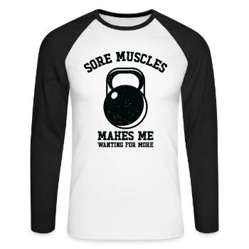 Sore Muscles Fitness Weightlifting Fitness - Unisex Long Sleeve Baseball T-Shirt - white/black - Front - Nik (191cm)
