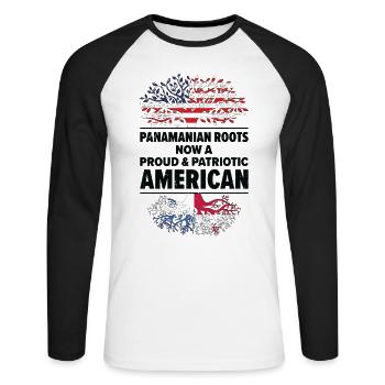 Geboren in Panama Panamaer Amerikaner USA - Unisex Baseballshirt langarm - Weiß/Schwarz - Vorne - Nik (191cm)