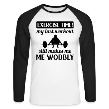 Muscles endoloris Entraînement Salle de gym tremblante - T-shirt baseball manches longues Homme - blanc/noir - Devant - Nik (191cm)