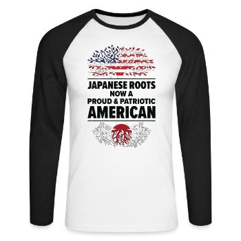 Born Japanese Japan American USA Citizenship - Unisex Long Sleeve Baseball T-Shirt - white/black - Front - Nik (191cm)