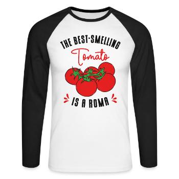 Tomate Jardinier Amoureux Drôle de Jardinier - T-shirt baseball manches longues Homme - blanc/noir - Devant - Nik (191cm)