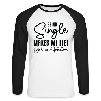 Statut de relation de célibataire Fabuleux célibataire riche - T-shirt baseball manches longues Homme - blanc/noir - Devant - Nik (191cm)