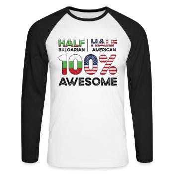 Half Bulgarian Bulgaria American USA Citizenship - Unisex Long Sleeve Baseball T-Shirt - white/black - Front - Nik (191cm)