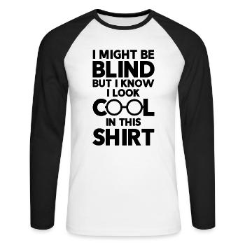 Conscience de la cécité aveugle en braille - T-shirt baseball manches longues Homme - blanc/noir - Devant - Nik (191cm)