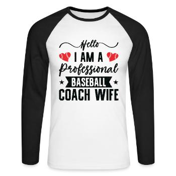 Baseball-Trainerin Ehefrau Berufstätige Mutter - Unisex Baseballshirt langarm - Weiß/Schwarz - Vorne - Nik (191cm)