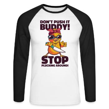 Mean Pet Cute Chicken Plucking Bird Chicken Lover - Unisex Long Sleeve Baseball T-Shirt - white/black - Front - Nik (191cm)