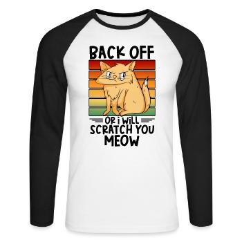 Mean Cat Pet Angry Feline Cat Pet Owner Kitten - Unisex Long Sleeve Baseball T-Shirt - white/black - Front - Nik (191cm)